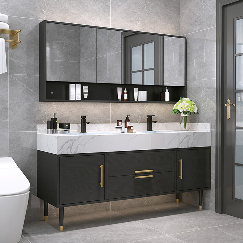 Metal Frame Vanity Set Plain Rectangle Drawers Freestanding Bath Vanity with Drawers