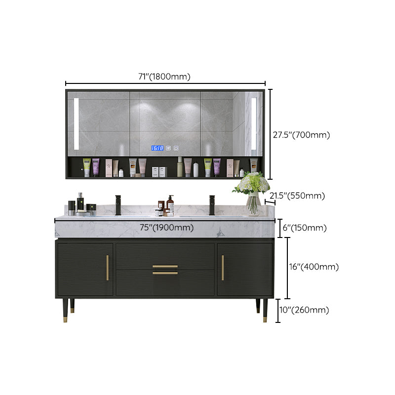Metal Frame Vanity Set Plain Rectangle Drawers Freestanding Bath Vanity with Drawers