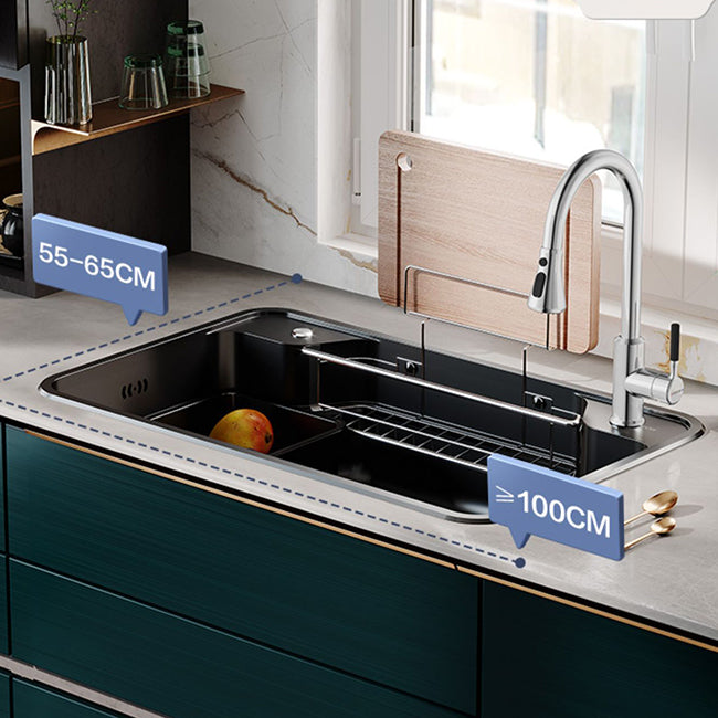 Drop-In Sink Stainless Steel Single Basin Basket Strainer Kitchen Sink with Drain Assembly