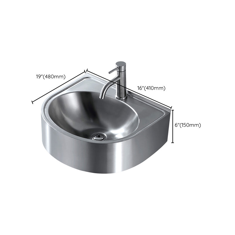Modern Vessel Bathroom Sink Metal U-Shaped Wall Mount Bathroom Sink(Not Including Faucet)