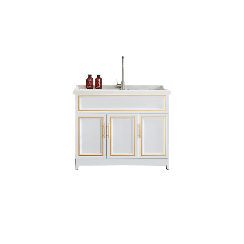 Bathroom Sink Vanity Ceramic Sink Drawers Storage Shelf Vanity with Faucet