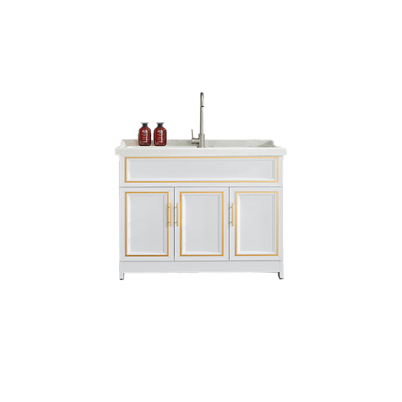 Bathroom Sink Vanity Ceramic Sink Drawers Storage Shelf Vanity with Faucet