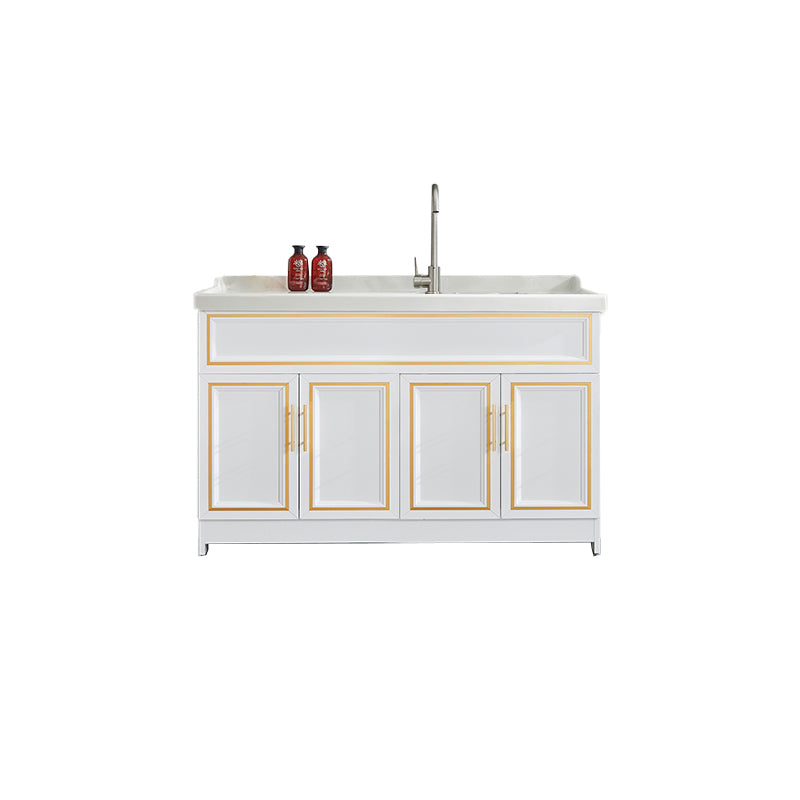 Bathroom Sink Vanity Ceramic Sink Drawers Storage Shelf Vanity with Faucet