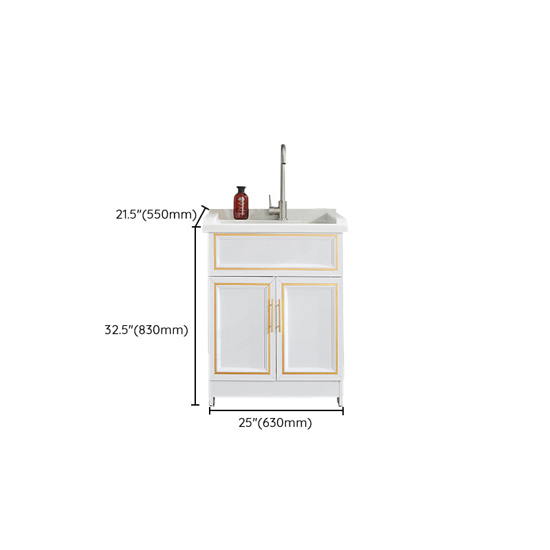 Bathroom Sink Vanity Ceramic Sink Drawers Storage Shelf Vanity with Faucet
