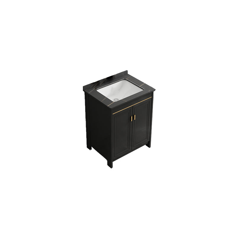 Black Bath Vanity Single Sink Metal Frame Mirror Vanity with Soft Close Door