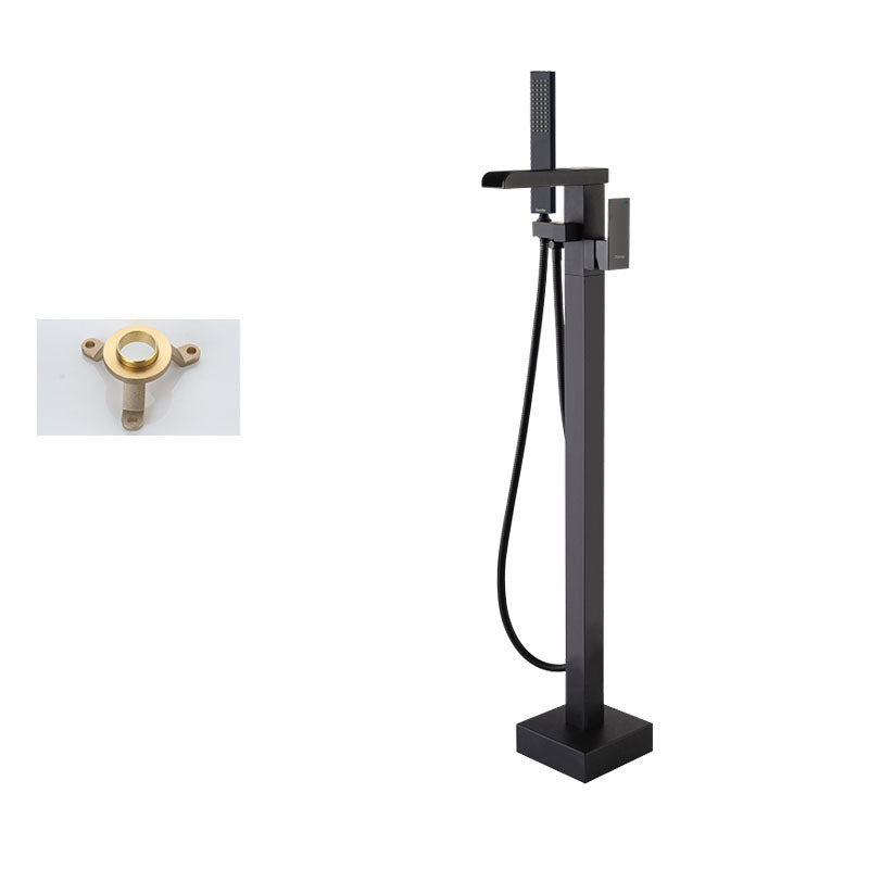 Floor Mounted Metal Freestanding Tub Filler Single Handle Waterfall Freestanding Faucet