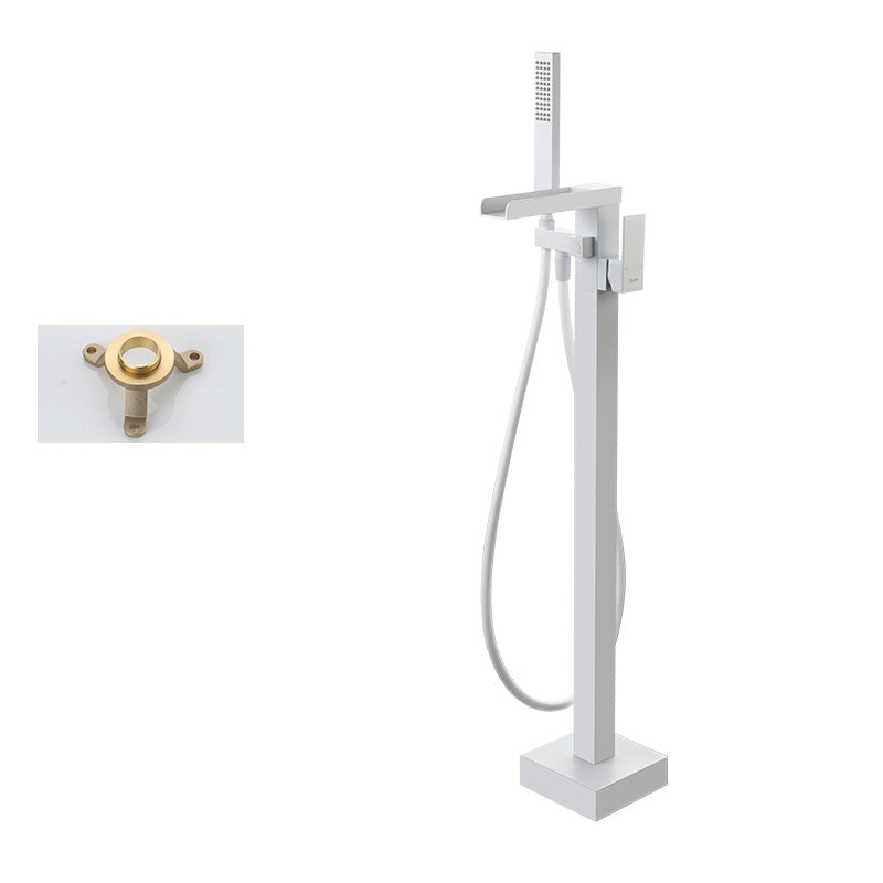 Floor Mounted Metal Freestanding Tub Filler Single Handle Waterfall Freestanding Faucet