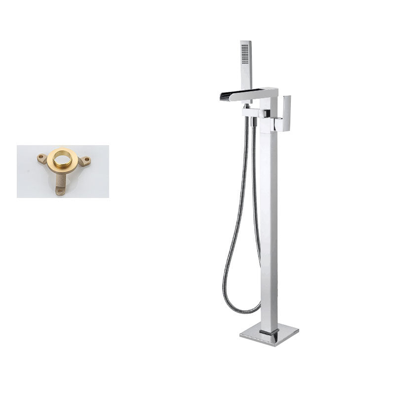 Floor Mounted Metal Freestanding Tub Filler Single Handle Waterfall Freestanding Faucet