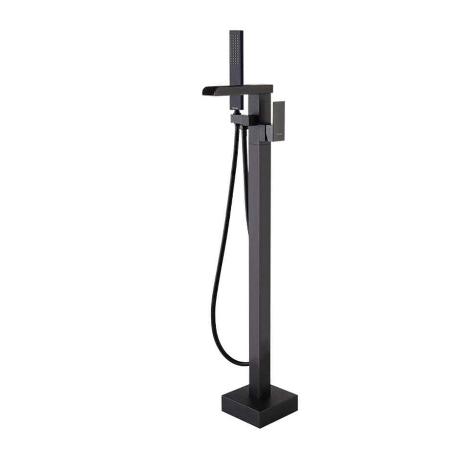 Floor Mounted Metal Freestanding Tub Filler Single Handle Waterfall Freestanding Faucet