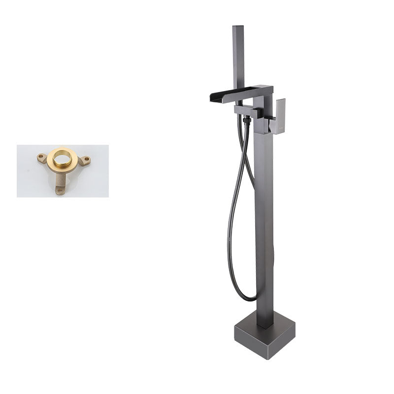 Floor Mounted Metal Freestanding Tub Filler Single Handle Waterfall Freestanding Faucet