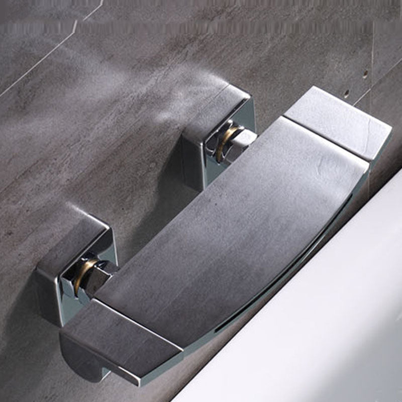 Contemporary Wall Mounted Metal Tub Filler Two Handles Waterfall Tub Faucet Trim