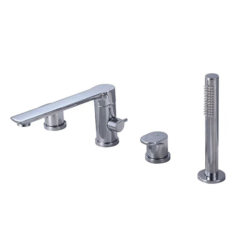 Deck Mounted Tub Filler Copper Lever Handle Low Arc Handshower Tub Filler