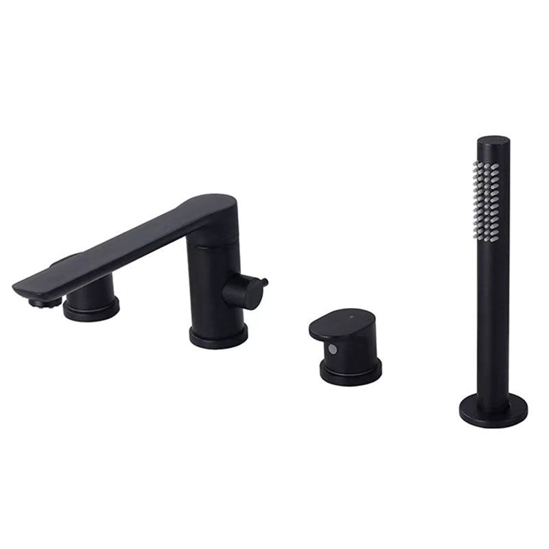Deck Mounted Tub Filler Copper Lever Handle Low Arc Handshower Tub Filler