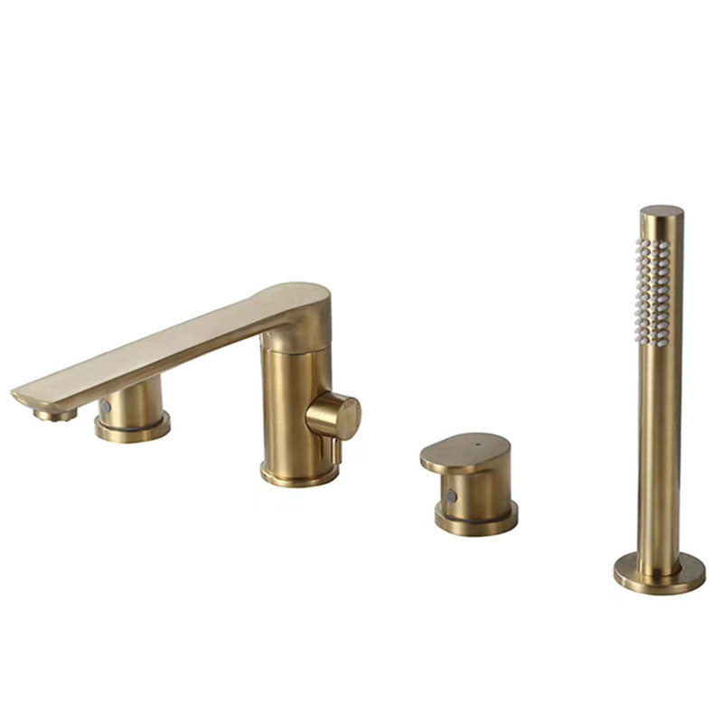 Deck Mounted Tub Filler Copper Lever Handle Low Arc Handshower Tub Filler