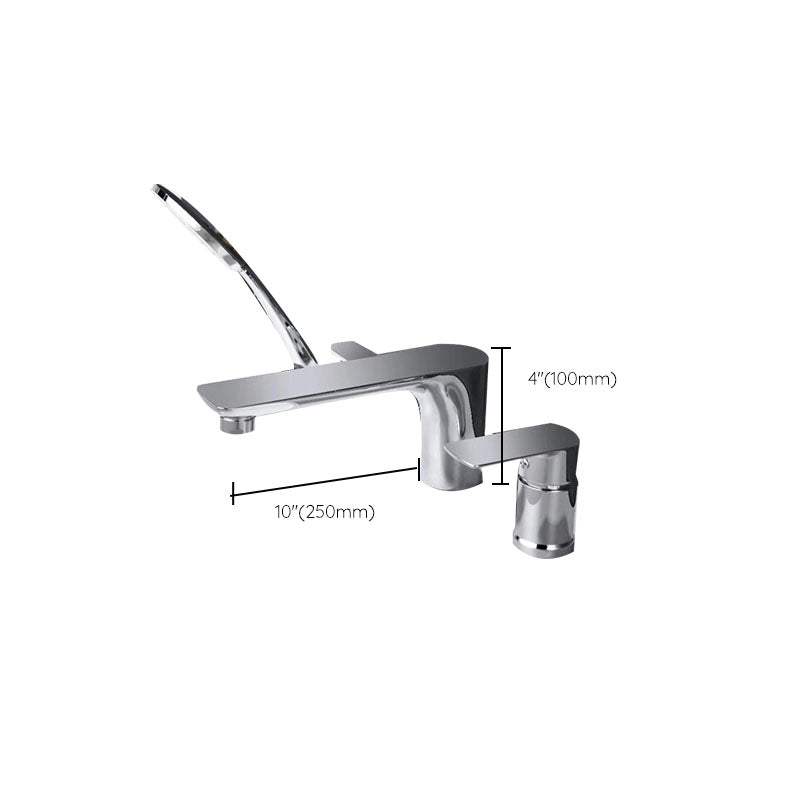 Deck Mounted Tub Filler Copper Lever Handle Low Arc Handshower Tub Filler