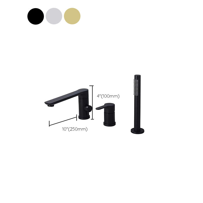Deck Mounted Tub Filler Copper Lever Handle Low Arc Handshower Tub Filler