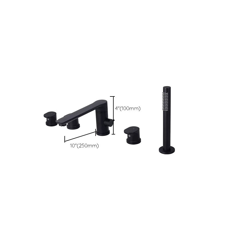 Deck Mounted Tub Filler Copper Lever Handle Low Arc Handshower Tub Filler
