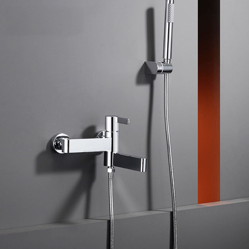 Contemporary Chrome Bath Faucet Trim Swivel Wall Mounted with Hand Shower