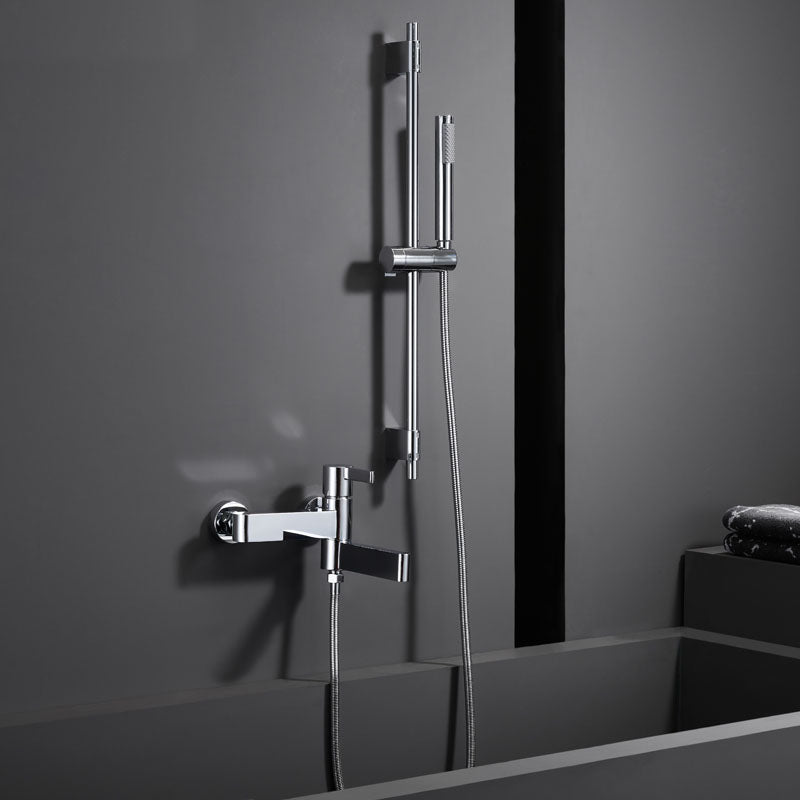 Contemporary Chrome Bath Faucet Trim Swivel Wall Mounted with Hand Shower