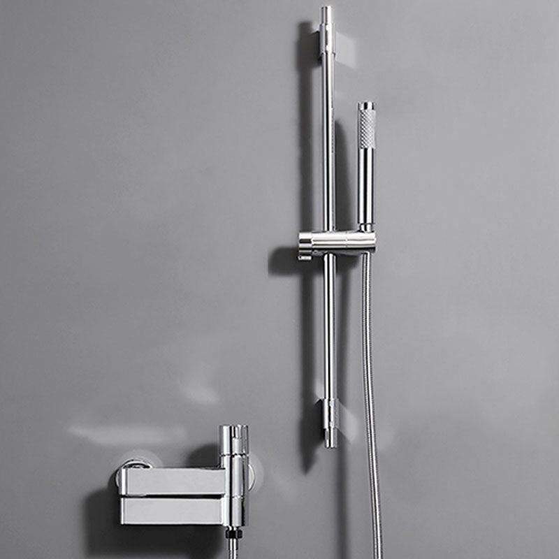Contemporary Chrome Bath Faucet Trim Swivel Wall Mounted with Hand Shower