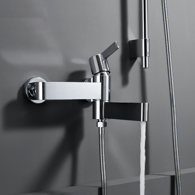 Contemporary Chrome Bath Faucet Trim Swivel Wall Mounted with Hand Shower