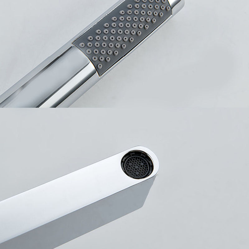 Contemporary Chrome Bath Faucet Trim Swivel Wall Mounted with Hand Shower