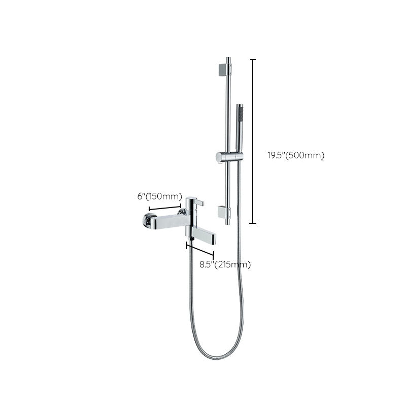 Contemporary Chrome Bath Faucet Trim Swivel Wall Mounted with Hand Shower