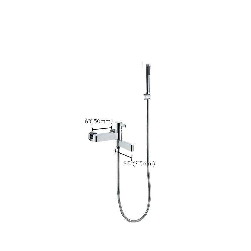 Contemporary Chrome Bath Faucet Trim Swivel Wall Mounted with Hand Shower
