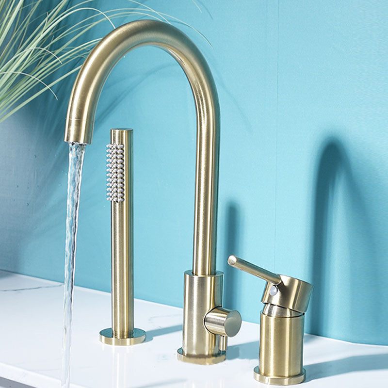 Industrial Roman Tub Faucet Trim High Arc Deck Mount Copper Bathtub Faucet