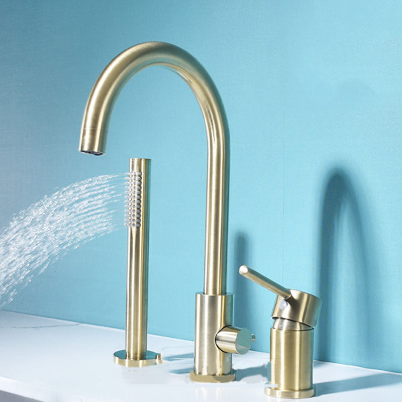 Industrial Roman Tub Faucet Trim High Arc Deck Mount Copper Bathtub Faucet