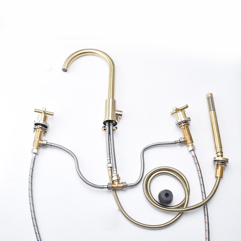 Industrial Roman Tub Faucet Trim High Arc Deck Mount Copper Bathtub Faucet