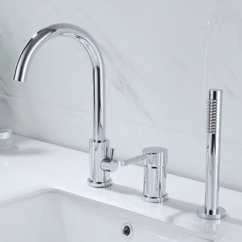 Industrial Roman Tub Faucet Trim High Arc Deck Mount Copper Bathtub Faucet