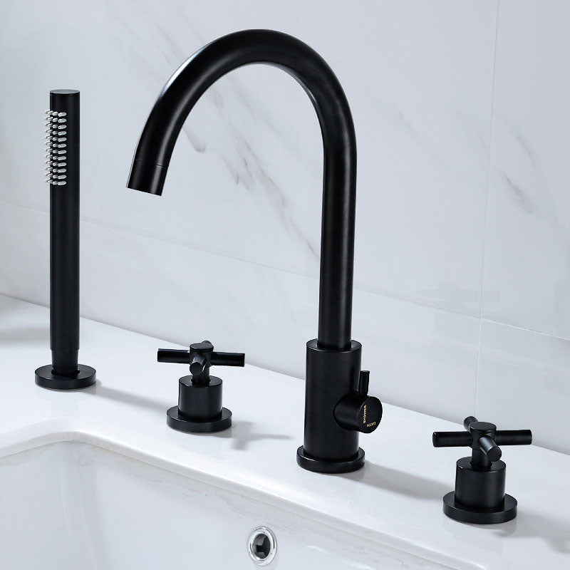 Industrial Roman Tub Faucet Trim High Arc Deck Mount Copper Bathtub Faucet