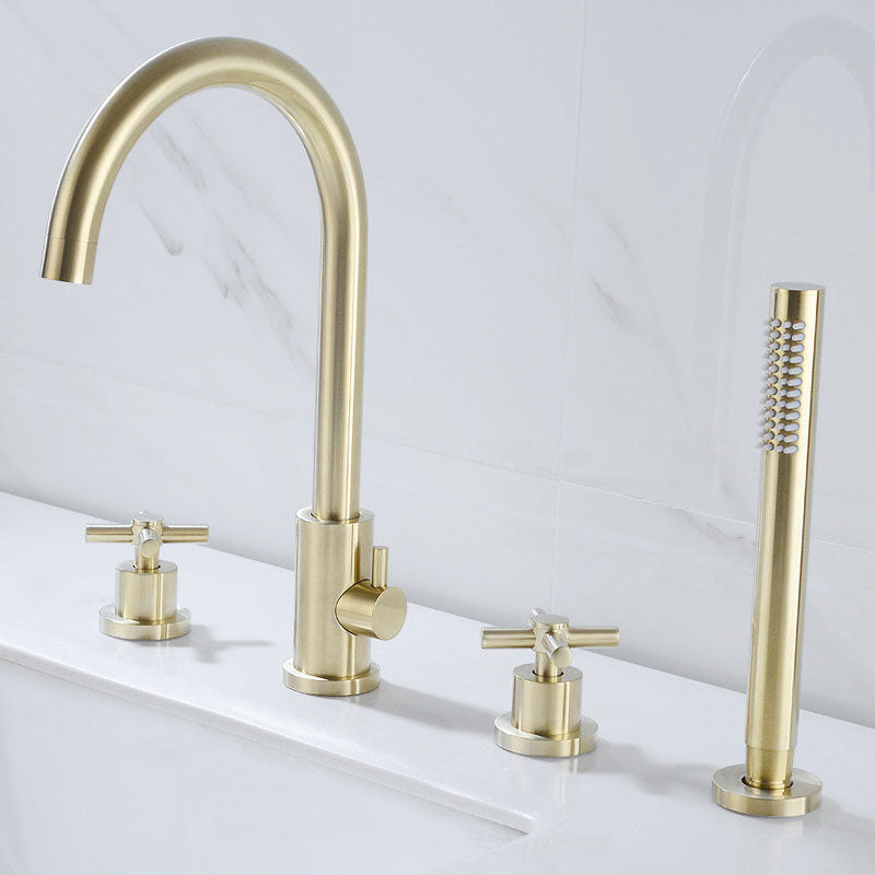 Industrial Roman Tub Faucet Trim High Arc Deck Mount Copper Bathtub Faucet