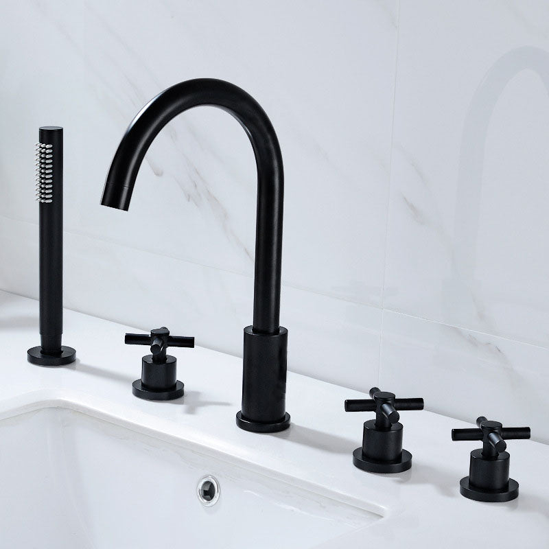 Industrial Roman Tub Faucet Trim High Arc Deck Mount Copper Bathtub Faucet