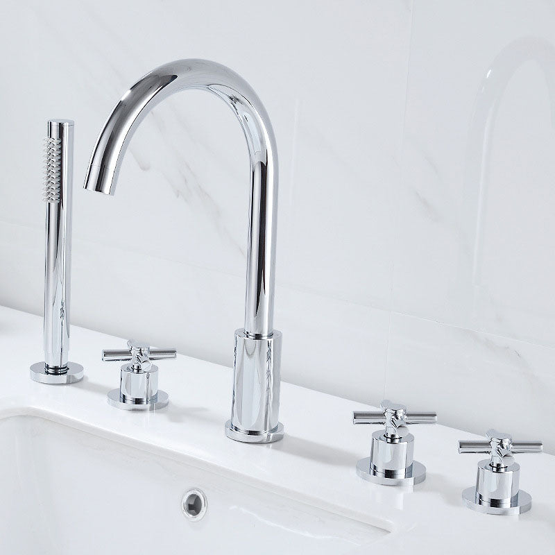 Industrial Roman Tub Faucet Trim High Arc Deck Mount Copper Bathtub Faucet