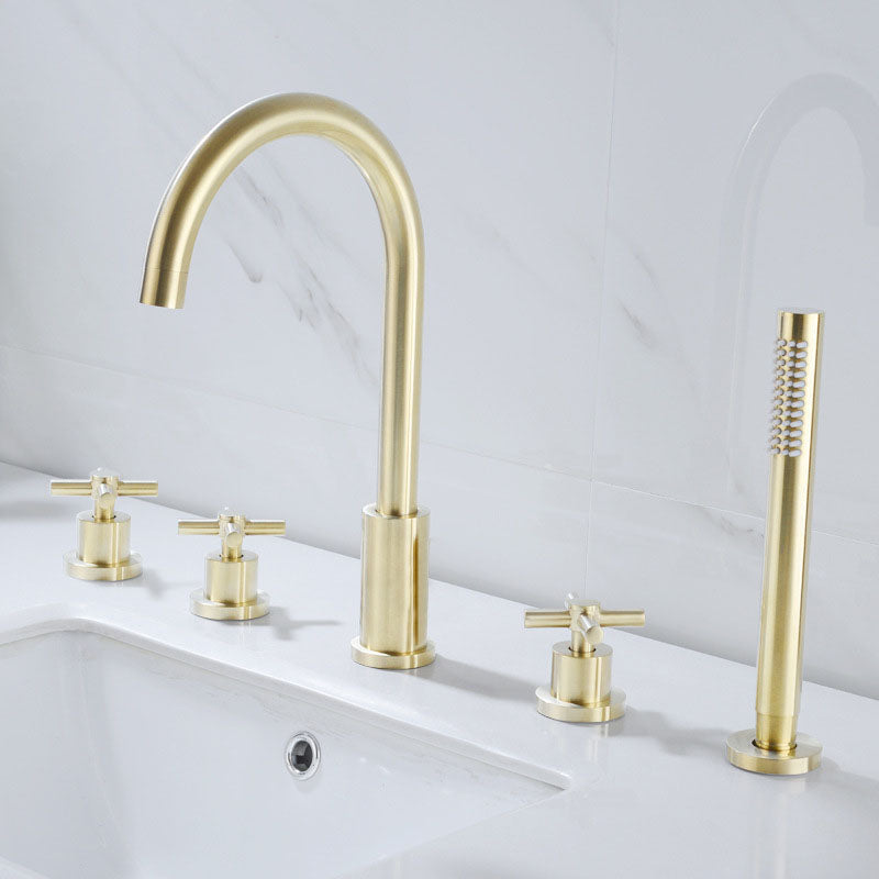 Industrial Roman Tub Faucet Trim High Arc Deck Mount Copper Bathtub Faucet