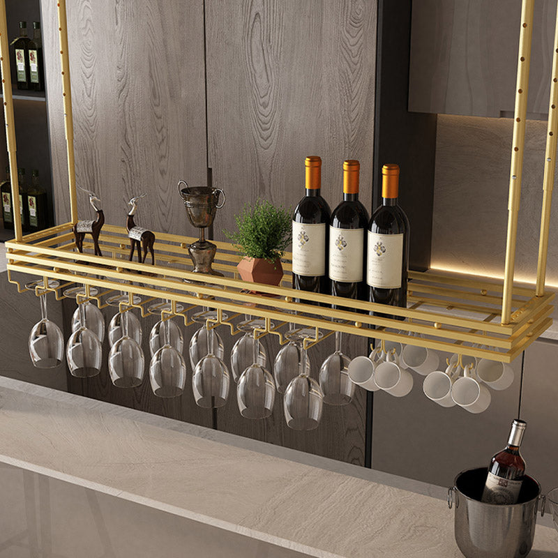Hanging Wine Rack Metal Wine Bottle & Glass Rack for Dining Room