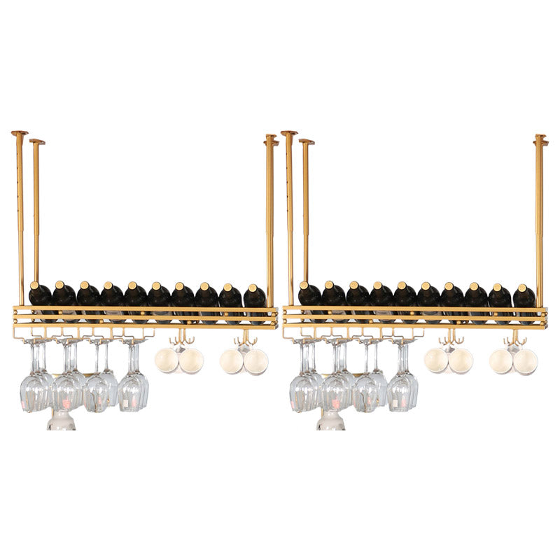 Hanging Wine Rack Metal Wine Bottle & Glass Rack for Dining Room