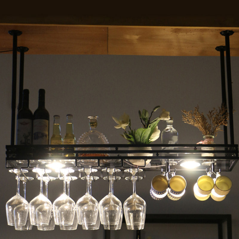 Hanging Wine Rack Metal Wine Bottle & Glass Rack for Dining Room