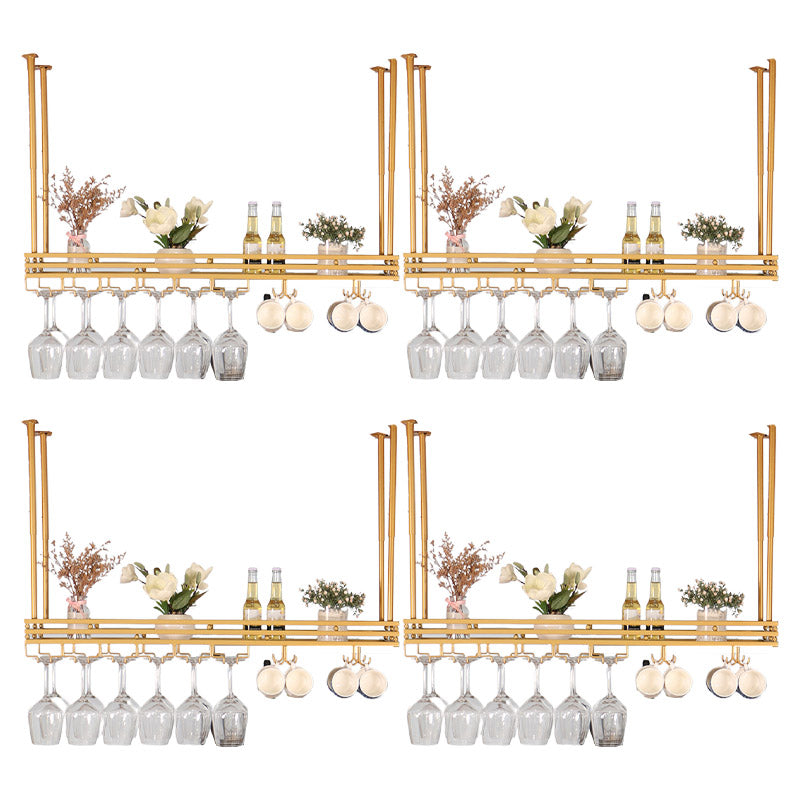 Hanging Wine Rack Metal Wine Bottle & Glass Rack for Dining Room