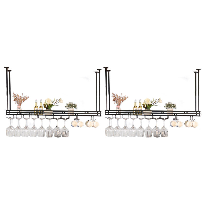 Hanging Wine Rack Metal Wine Bottle & Glass Rack for Dining Room