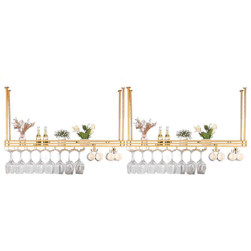 Hanging Wine Rack Metal Wine Bottle & Glass Rack for Dining Room