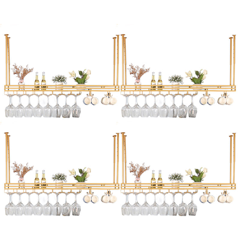 Hanging Wine Rack Metal Wine Bottle & Glass Rack for Dining Room