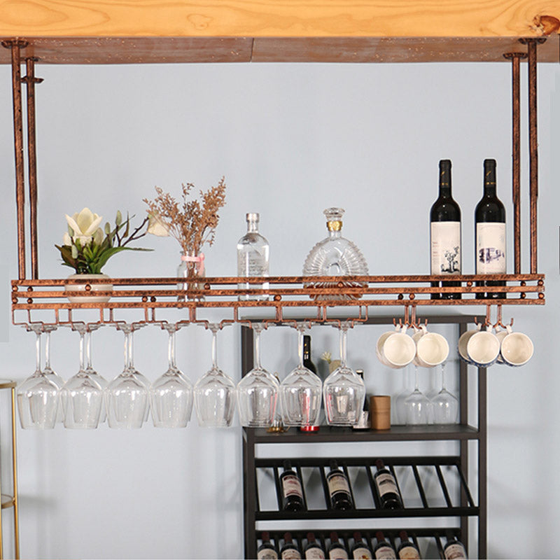 Hanging Wine Rack Metal Wine Bottle & Glass Rack for Dining Room