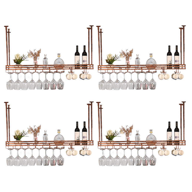 Hanging Wine Rack Metal Wine Bottle & Glass Rack for Dining Room