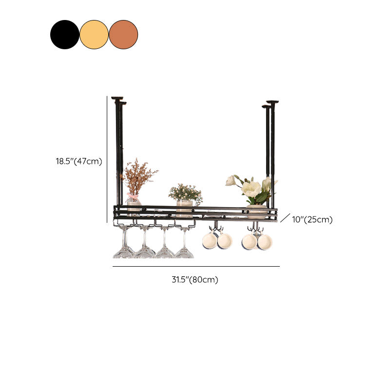 Hanging Wine Rack Metal Wine Bottle & Glass Rack for Dining Room