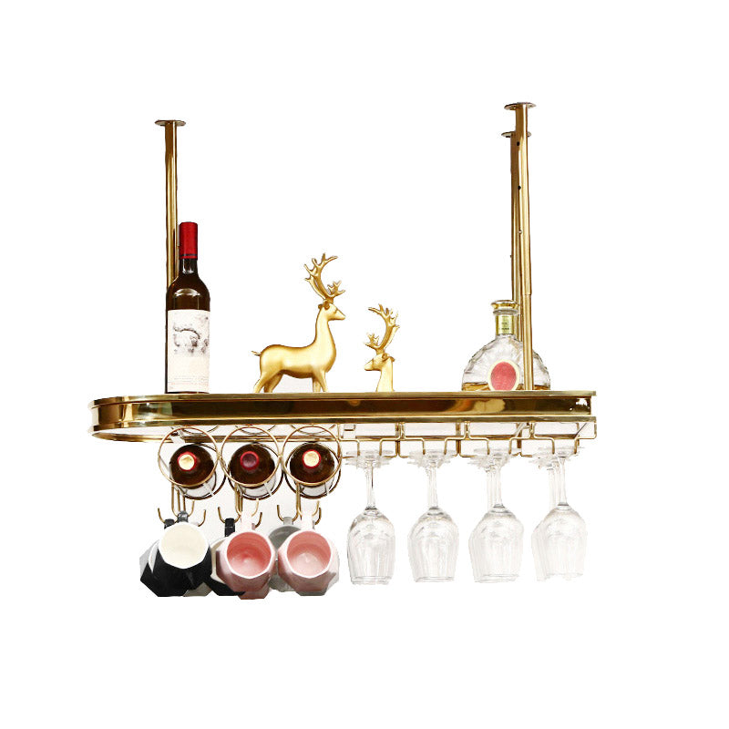 Glam Style Hanging Wine Rack Metal Wine Bottle & Glass Rack for Bar