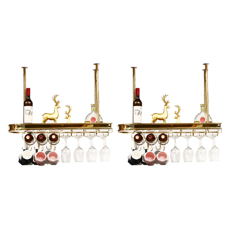 Glam Style Hanging Wine Rack Metal Wine Bottle & Glass Rack for Bar