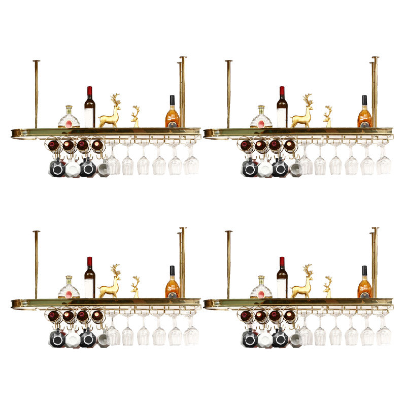 Glam Style Hanging Wine Rack Metal Wine Bottle & Glass Rack for Bar